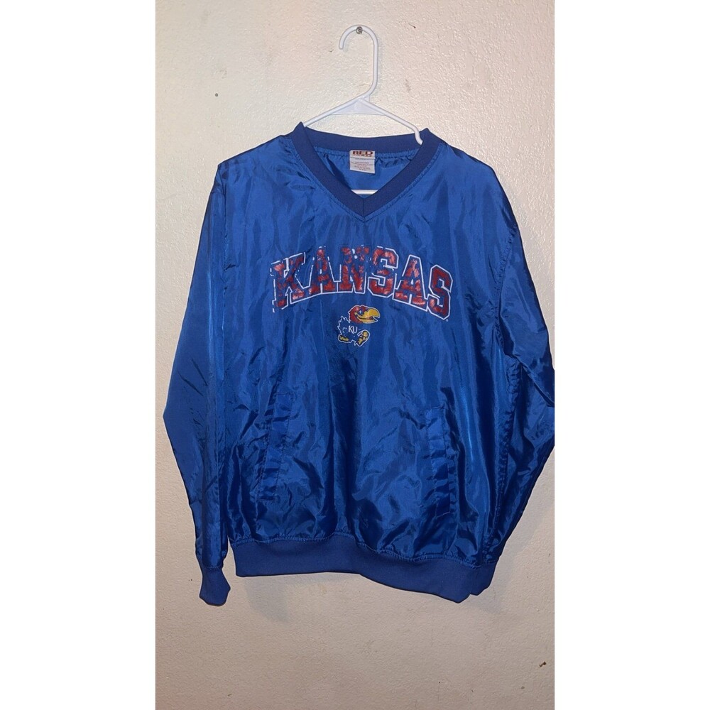 Vintage Red Oak University Of Kansas Pull Over Wind Breaker